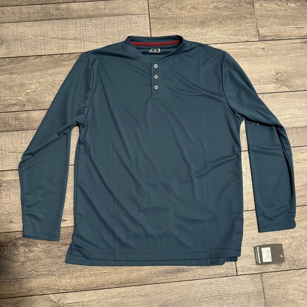 Performance Bicycle Club Federal Jersey Mens Henley Rear Pocket Blue Medium NEW